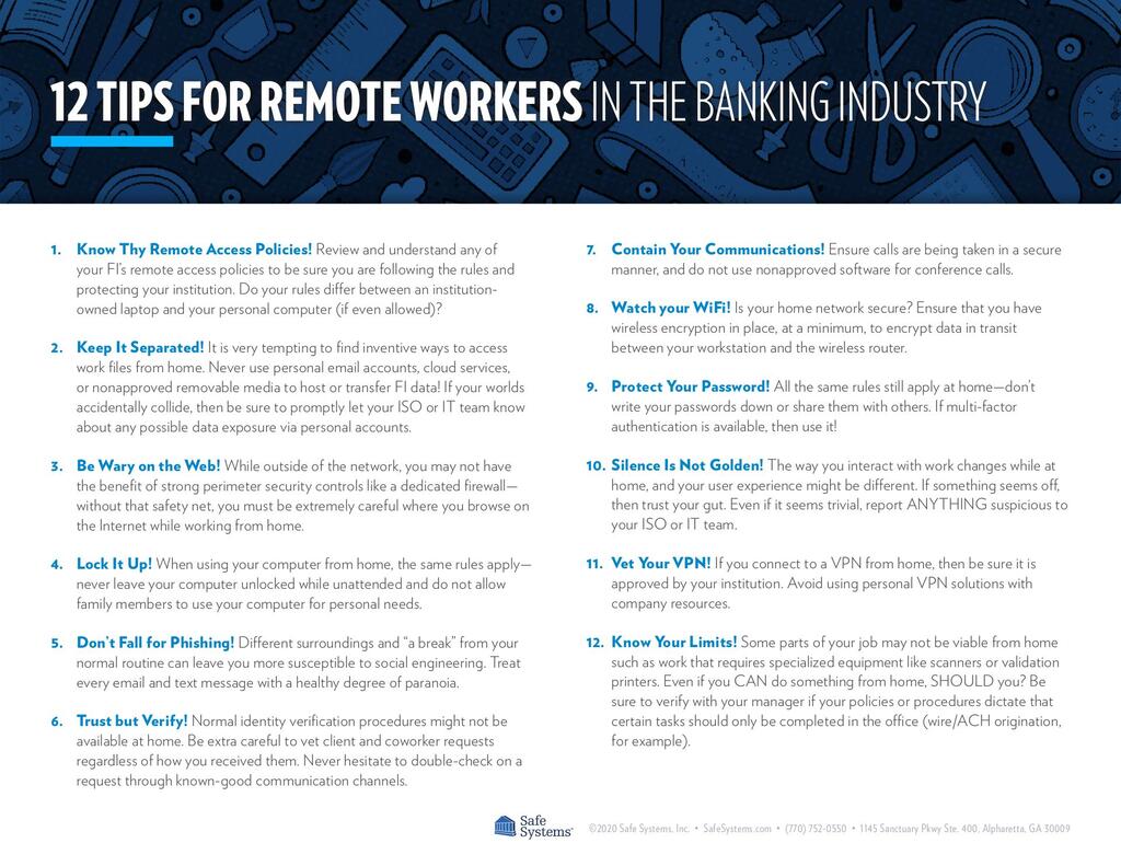 12 Tips for Remote Workers in the Banking Industry