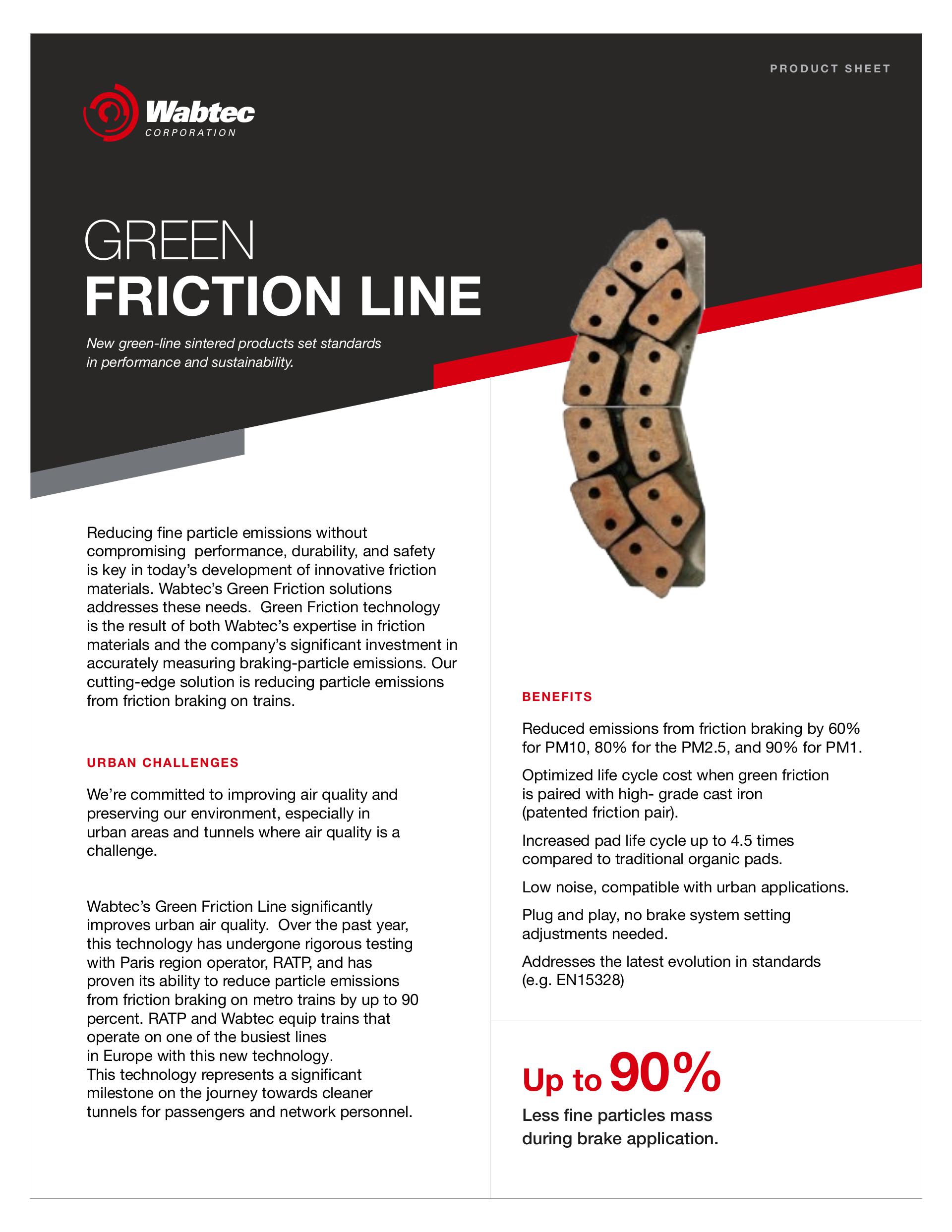 Green Friction Data Sheet