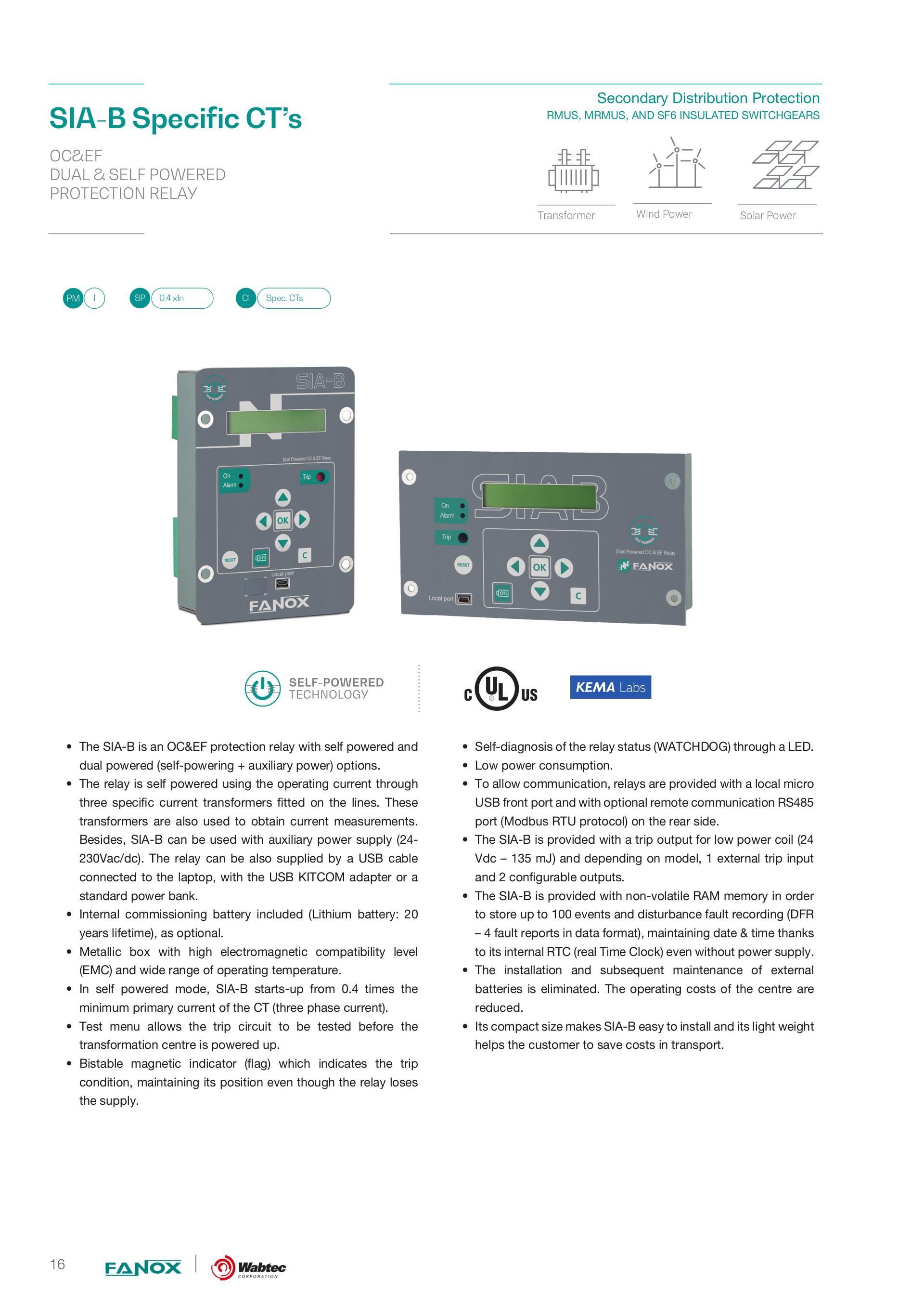 SOLAR POWER - Self-powered overcurrent protection relays Datasheet - 1